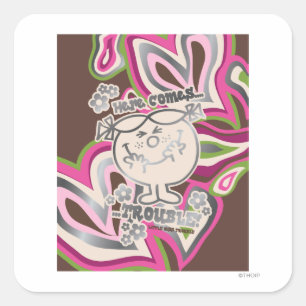 Hier komen de problemen   Neon achtergrond Vierkante Sticker