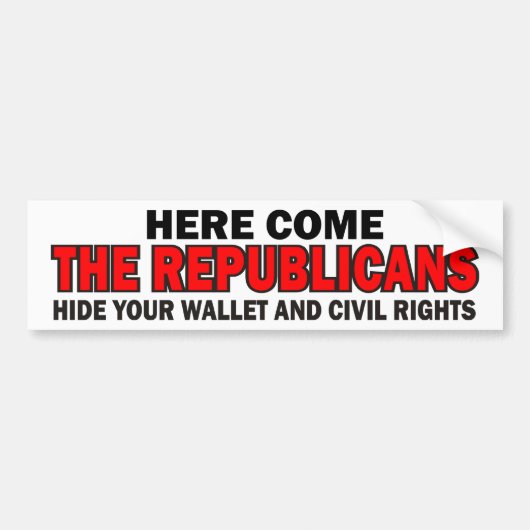 Hier komen de republikeinen bumpersticker (Voorkant)