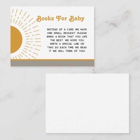 Hier komen de Son boeken voor Baby Insert Visitekaartje (Voorkant / Achterkant)