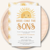 Hier komen de Sons Sunshine Twins Baby shower Kaart