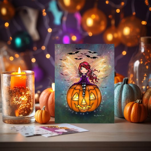 Hier komen de vleermuizen Schattige Halloween fee Kaart