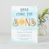 Hier komen de zonen Baby Shower Kaart (Staand voorkant)