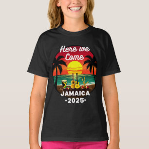 Hier komen we Jamaica 2025 Meisjesreis gezinszomer T-shirt