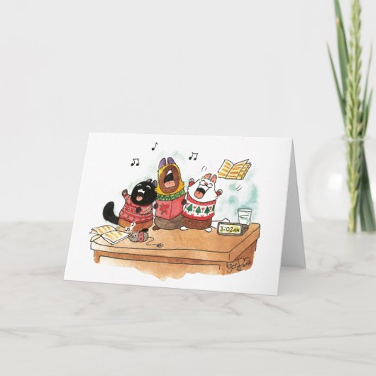 Hier komen we joelend langs kerstkaart kaart (Voorkant)