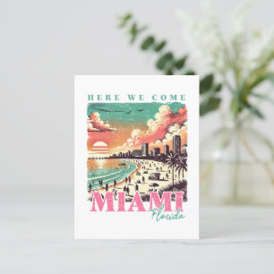 Hier komen we naar Miami Florida - Miami Beach Briefkaart