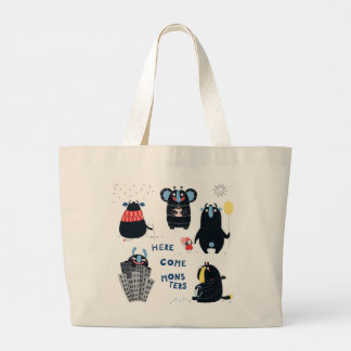 HIER KOMENDE MONSTERS GEPERSONALISEERDE CANVAS TAS