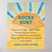 Hier komt Blue Rays Sunshine Baby Shower Hunt Game Poster (Voorkant)