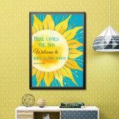 Hier komt Boy Blue Sunshine Baby shower Welkom Poster