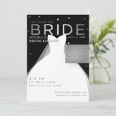 Hier komt BRIDE Black Silver White Vrijgezellenfee Kaart (Staand voorkant)