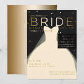 Hier komt BRIDE Cream Zwart Goud Vrijgezellenfeest Kaart (Voorkant / Achterkant)