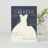 Hier komt BRIDE Silver & Blue Chic Vrijgezellenfee Kaart (Staand voorkant)