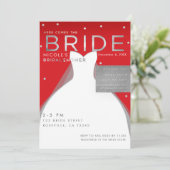 Hier komt BRIDE Silver & Red Chic Vrijgezellenfees Kaart (Staand voorkant)