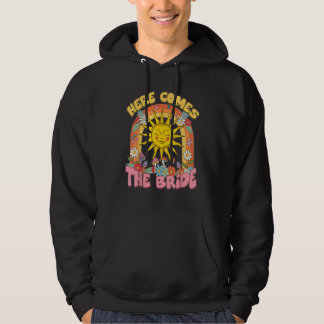 Hier Komt Bruid Groovy Retro 70s Meisjesachtige Pa Hoodie