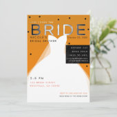 Hier komt BRUID Halloween Oranje Bruidsfeest Kaart (Staand voorkant)