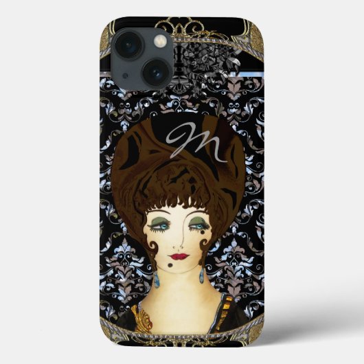 Hier komt Brunette Beauty Monogram Case-Mate iPhone Case (Achterkant)