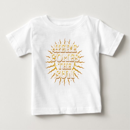 Hier komt de Baby boven-T-shirt van de zon / wit (Voorkant)