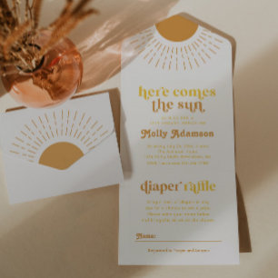 Hier komt de Baby shower-uitnodiging voor een jong All In One Uitnodiging