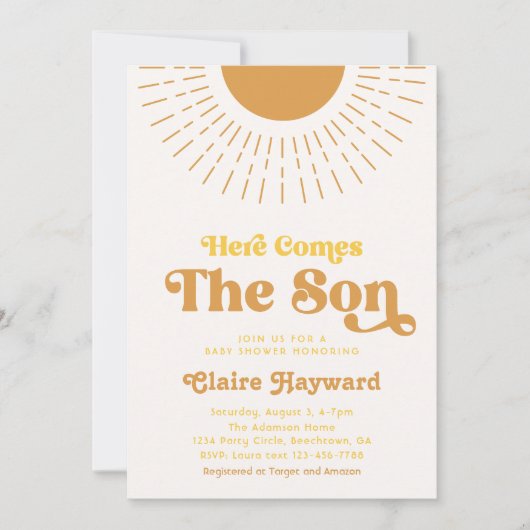 Hier komt de Baby shower-uitnodiging voor een jong Kaart (Voorkant)