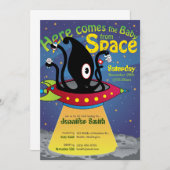 Hier komt de baby van de Ruimteuitnodiging Kaart (Voorkant / Achterkant)