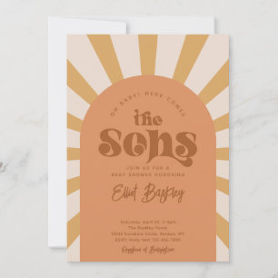 Hier komt de baby van de zoon Uitnodiging voor bab