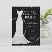 Hier komt de Bridal van de Bridal- showwer uitnodi Kaart (Staand voorkant)