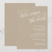 HIER KOMT DE BRIDE | BRIDAL SHOWER INVITATION KAART (Voorkant / Achterkant)