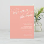 HIER KOMT DE BRIDE | BRIDAL SHOWER INVITATION KAART (Staand voorkant)