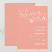 HIER KOMT DE BRIDE | BRIDAL SHOWER INVITATION KAART (Voorkant / Achterkant)