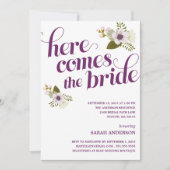 HIER KOMT DE BRIDE | BRIDAL SHOWER INVITATION KAART (Voorkant)