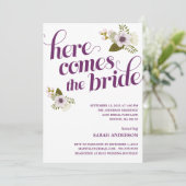 HIER KOMT DE BRIDE | BRIDAL SHOWER INVITATION KAART (Staand voorkant)