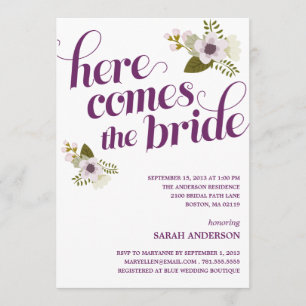 HIER KOMT DE BRIDE   BRIDAL SHOWER INVITATION KAART