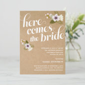 HIER KOMT DE BRIDE | BRIDAL SHOWER INVITATION KAART (Staand voorkant)