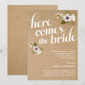 HIER KOMT DE BRIDE | BRIDAL SHOWER INVITATION KAART (Voorkant / Achterkant)