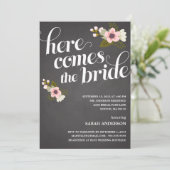 HIER KOMT DE BRIDE | BRIDAL SHOWER INVITATION KAART (Staand voorkant)
