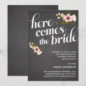 HIER KOMT DE BRIDE | BRIDAL SHOWER INVITATION KAART (Voorkant / Achterkant)