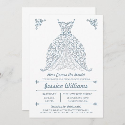 Hier komt de Bride! Bridal Shower-uitnodiging Kaart (Voorkant / Achterkant)