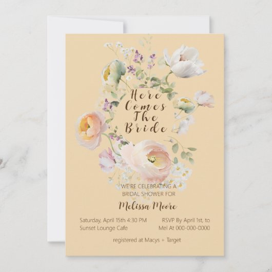 Hier komt de Bride, de Uitnodiging van de Bridal v (Voorkant)