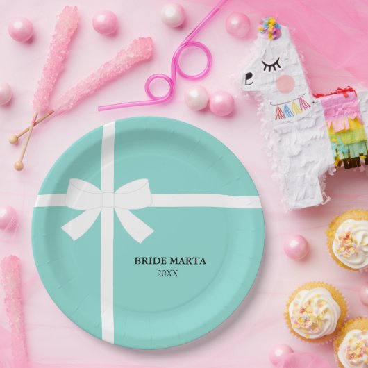 Hier komt de Bride-gepersonaliseerde Tiara-partij Papieren Bordje (Feest)