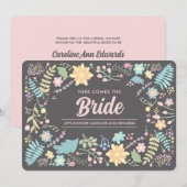 Hier komt de Bride. Modern Floral Vrijgezellenfees Kaart (Voorkant / Achterkant)