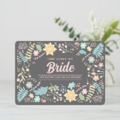 Hier komt de Bride. Modern Floral Vrijgezellenfees Kaart (Staand voorkant)