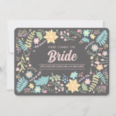 Hier komt de Bride. Modern Floral Vrijgezellenfees Kaart (Voorkant)