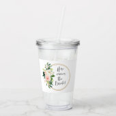 Hier komt de Bride Roze Floral Acryl Drinkbeker (Achterkant)