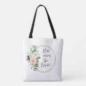 Hier komt de Bride Roze Floral Tote Bag (Achterkant)