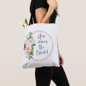 Hier komt de Bride Roze Floral Tote Bag (Dichtbij)
