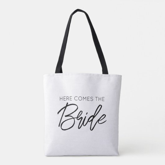 HIER KOMT DE BRUID bruiloft Bachelorette Fun Tote Bag (Achterkant)