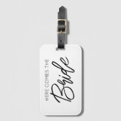 Hier komt de bruid bruiloft Bachelorette plezier Bagagelabel (Voorkant (verticaal))