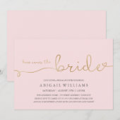 Hier komt de bruid dk -douche uitnodiging (Voorkant / Achterkant)