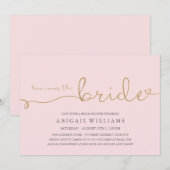 Hier komt de bruid faux gold kaart (Voorkant / Achterkant)