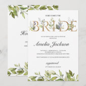 Hier komt de bruid groen bladeren en goud kaart (Voorkant / Achterkant)