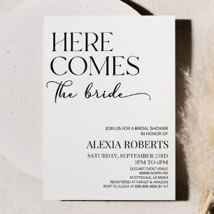 Hier komt de bruid minimalistisch Vrijgezellenfees Kaart